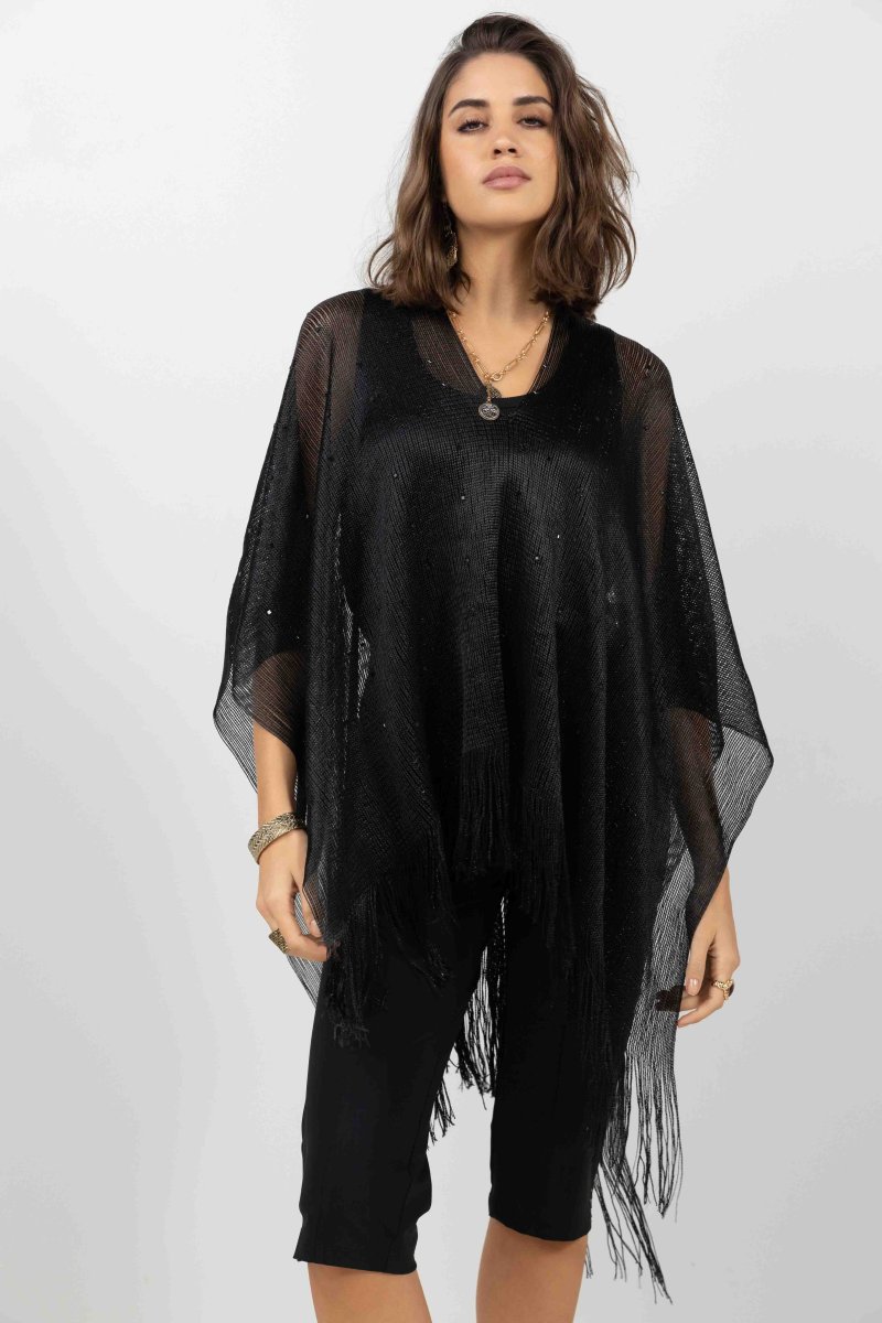 Poncho filet noir et strass – Bild 4
